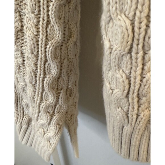 Vintage Jeanne Pierre Women’s L Beige Cable Knit Cotton Sweater Tunic Pockets - Picture 9 of 9